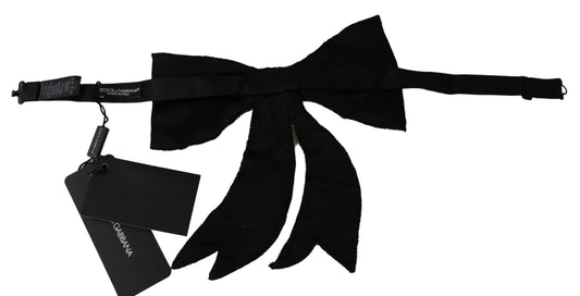 Dolce & Gabbana Silver Tone 100% Silk Crystal Embellished Women Bowtie