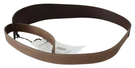 GF Ferre Brown Genuine Leather Logo Wide Waist Belt