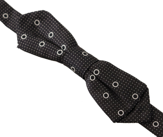 Dolce & Gabbana Black White Polka Dot 100% Silk Neck Papillon Tie