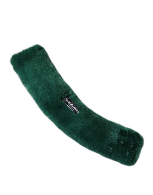 Dolce & Gabbana Green Mink Fur Collar Women Neck Wrap Scarf