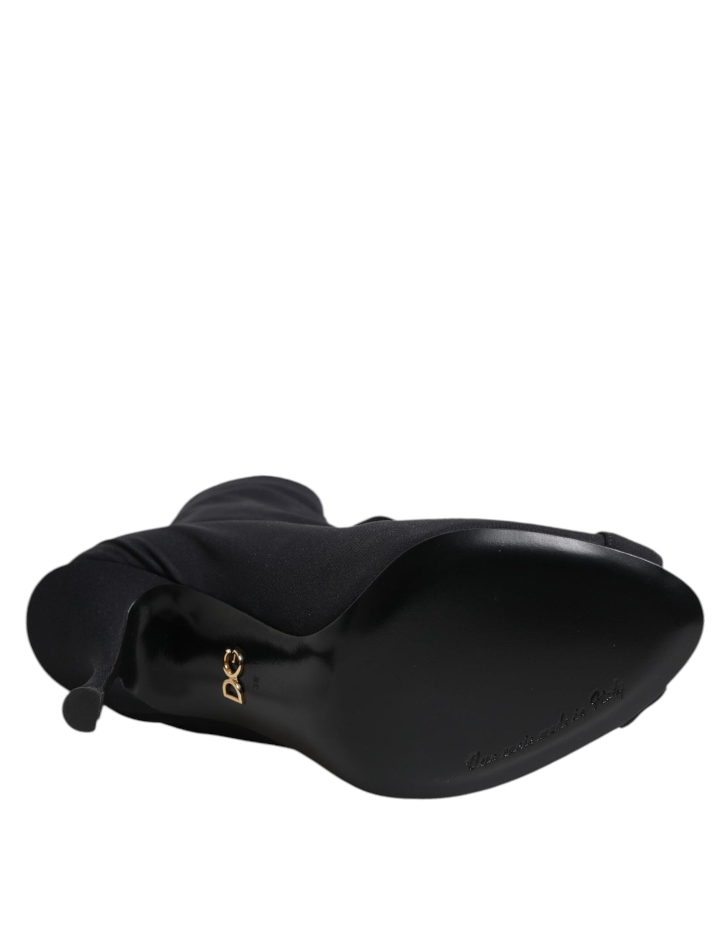 Dolce & Gabbana Black Stiletto Heels Lace Up Boots Shoes