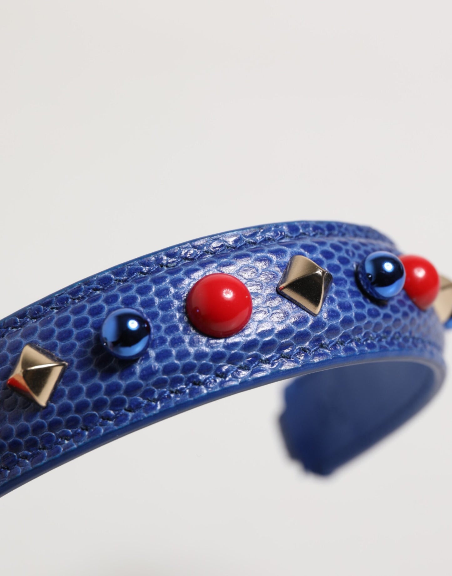 Dolce & Gabbana Blue Embellished Leather Bag Handle Women Shoulder Strap