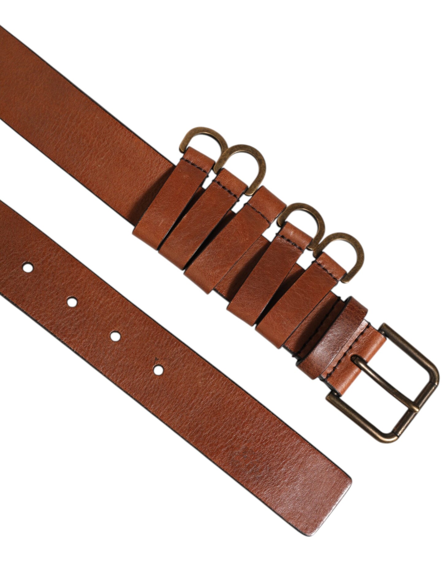 Dolce & Gabbana Brown Classic Gold Metal Logo Buckle Men Belt