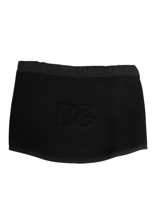 Dolce & Gabbana Black Lace Stole Knitted DG Logo Men One Size Scarf
