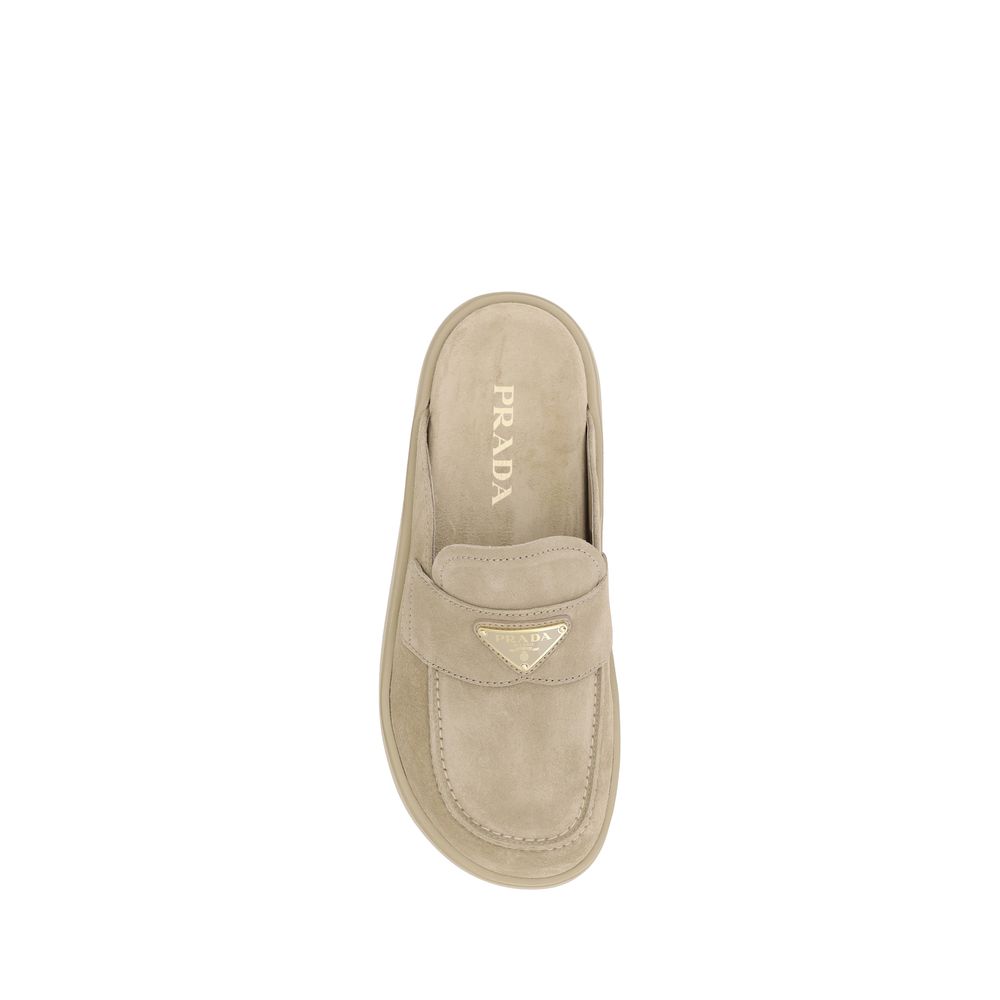 Prada Beige Calf Leather Bos Taurus Mules