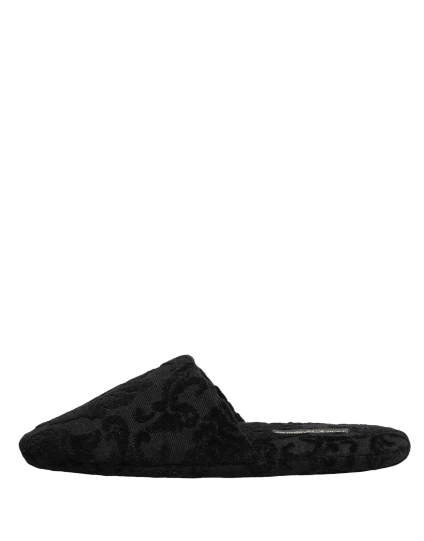 Dolce & Gabbana Black Logo Embroidered Slippers Flats Shoes