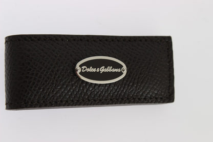 Dolce & Gabbana Brown Leather Magnet Mens Money Bar Clasp Money Cash Clip