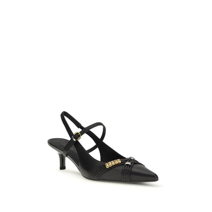 PINKO Black Calf Leather Bos Taurus Mid Heel Pumps