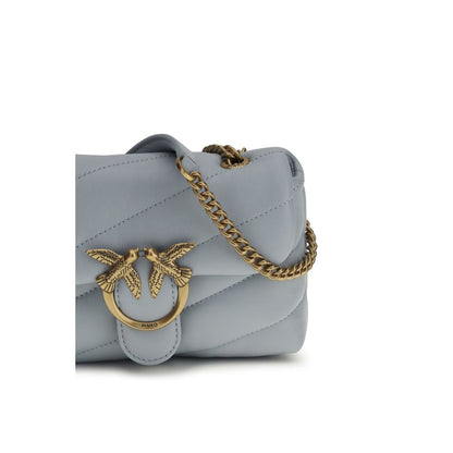 PINKO Blue Calf Leather Bos Taurus Shoulder Bag