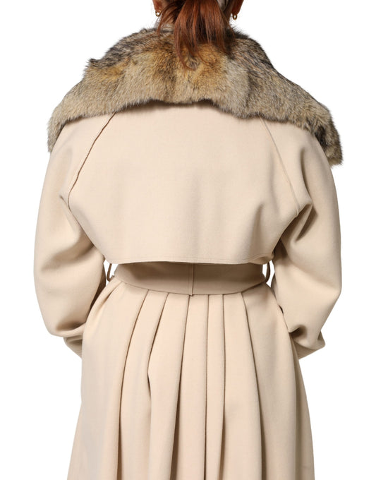 Dolce & Gabbana Brown Fur Shoulder Collar Neck Wrap Scarf