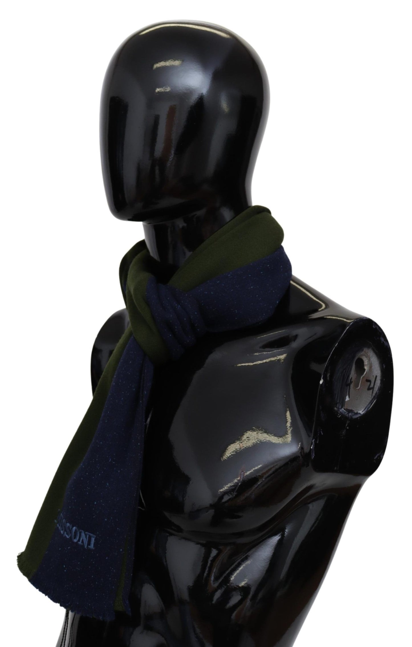 Missoni Blue Green Wool Unisex Neck Wrap Shawl Blue