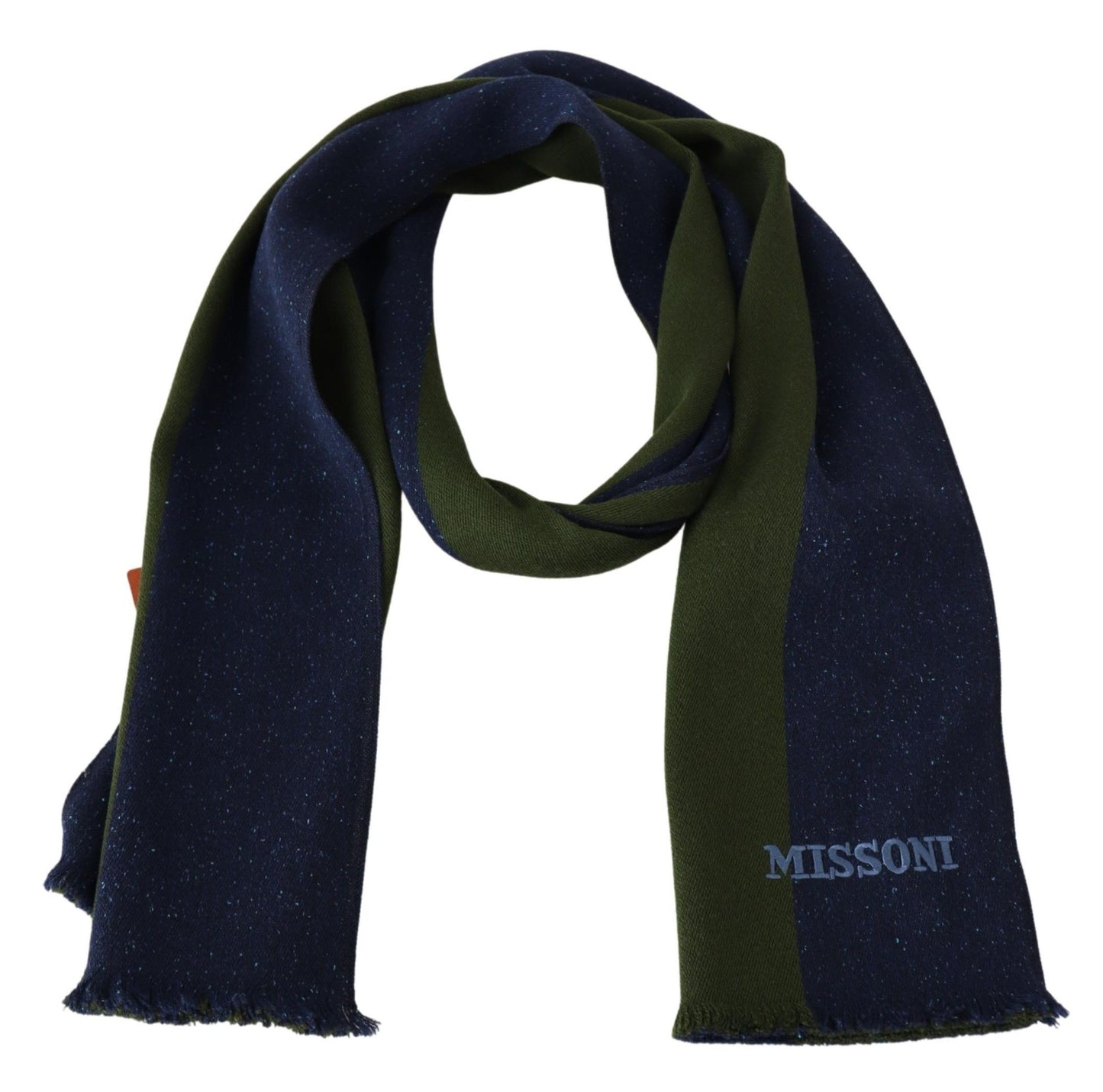 Missoni Blue Green Wool Unisex Neck Wrap Shawl Blue