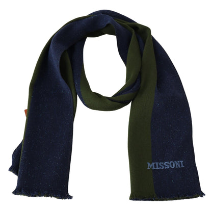 Missoni Blue Green Wool Unisex Neck Wrap Shawl Blue
