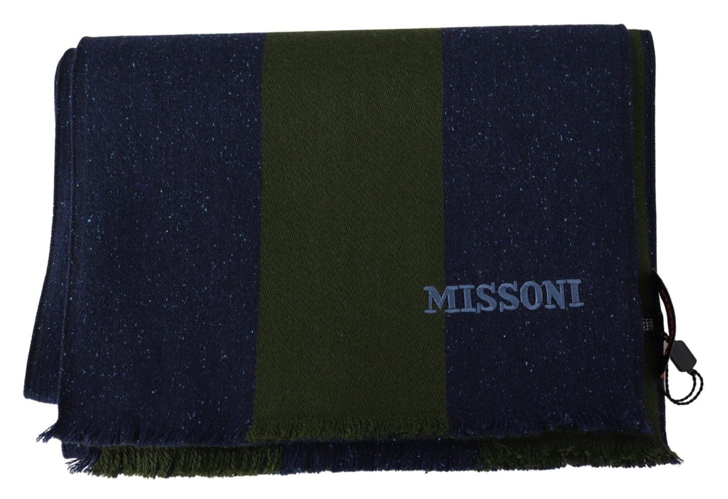 Missoni Blue Green Wool Unisex Neck Wrap Shawl Blue
