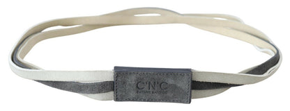 Costume National White Velvet Square Logo Design Waist Belt