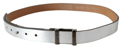 Costume National Brown Metallic Silver Leather Belt