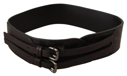 Costume National Dark Brown Leather Double Buckle Belt