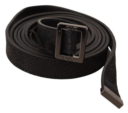 Costume National Black Leather Metal Buckle Waist Belt