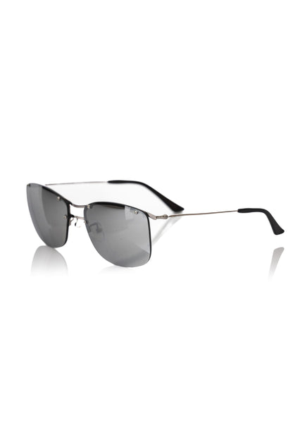 Frankie Morello Silver Metallic Fibre Men Sunglass