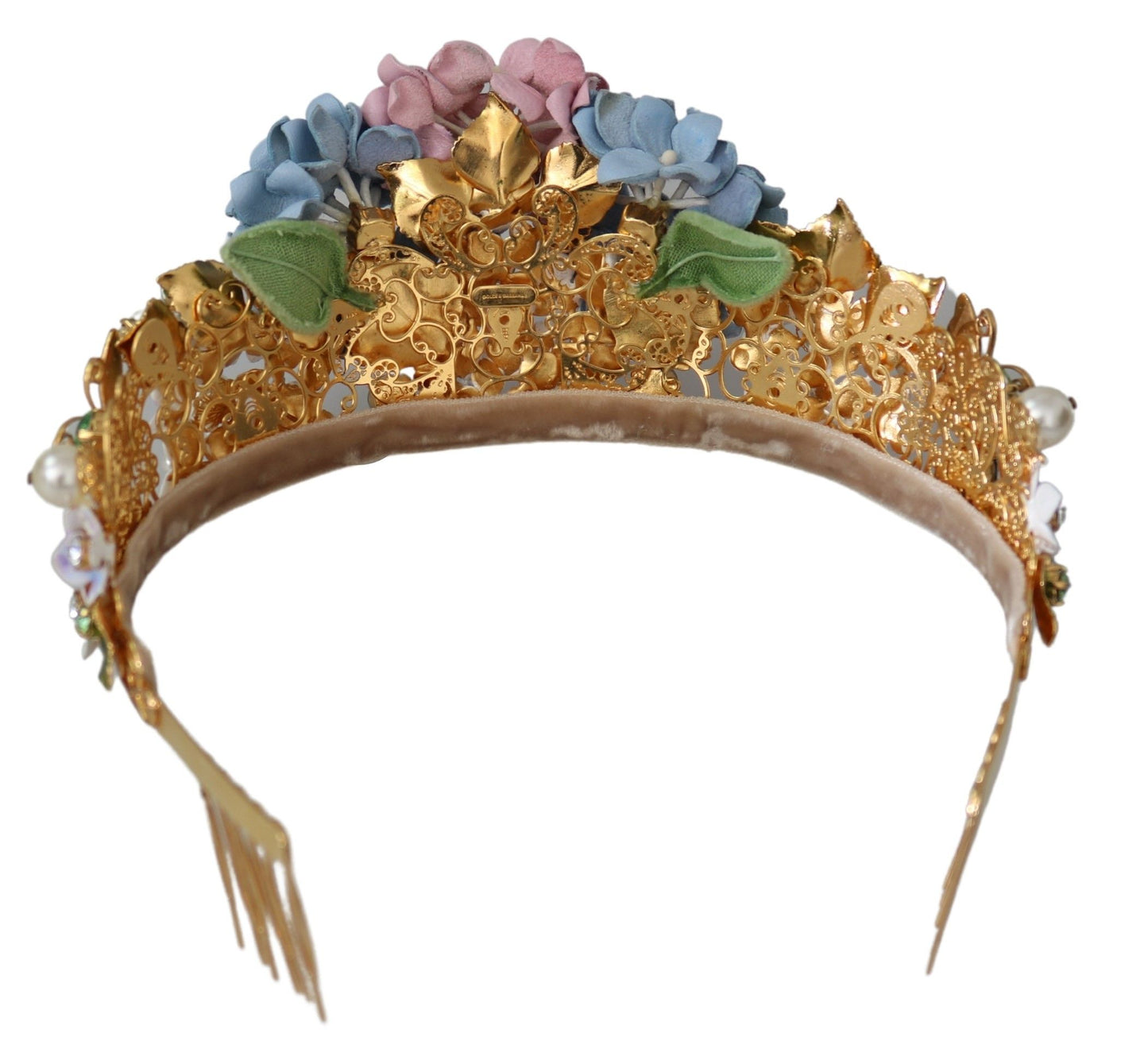 Dolce & Gabbana Gold Crystal Purple Hortensia Headband Crown Diadem