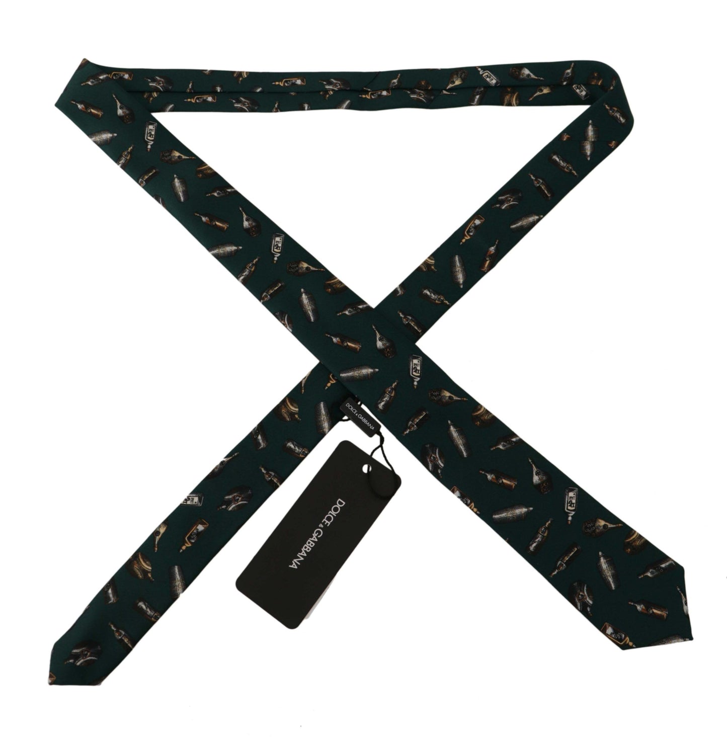 Dolce & Gabbana Black Bottle Fantasy Print Silk Adjustable Accessory Tie
