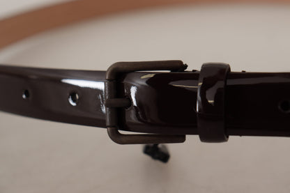 Dolce & Gabbana Black Patent Leather Logo Metal Waist Buckle Belt