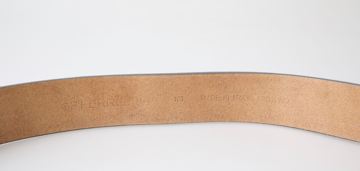 GF Ferre Brown Leather Fashion Logo Buckle Waist Belt