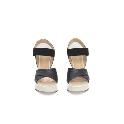 Cerruti 1881 Blue Calfskin Women Sandal