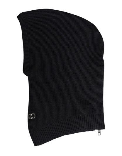 Dolce & Gabbana Black Wool Whole Head Wrap Balaclava Hat