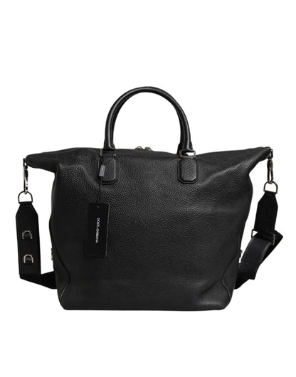 Dolce & Gabbana Black Calfskin Leather Hand Shoulder Duffle Bag