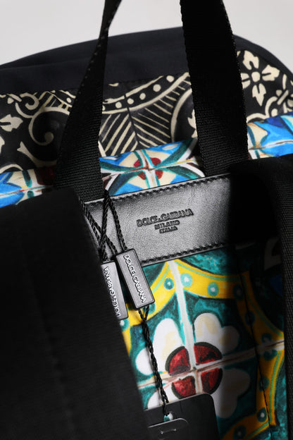 Dolce & Gabbana Multicolor Maiolica Print Nylon Backpack Bag