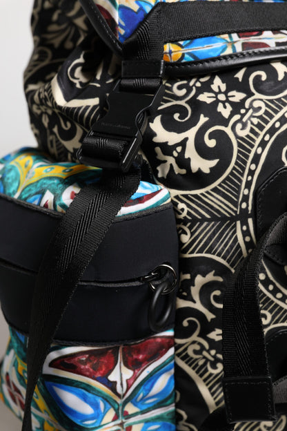 Dolce & Gabbana Multicolor Maiolica Print Nylon Backpack Bag
