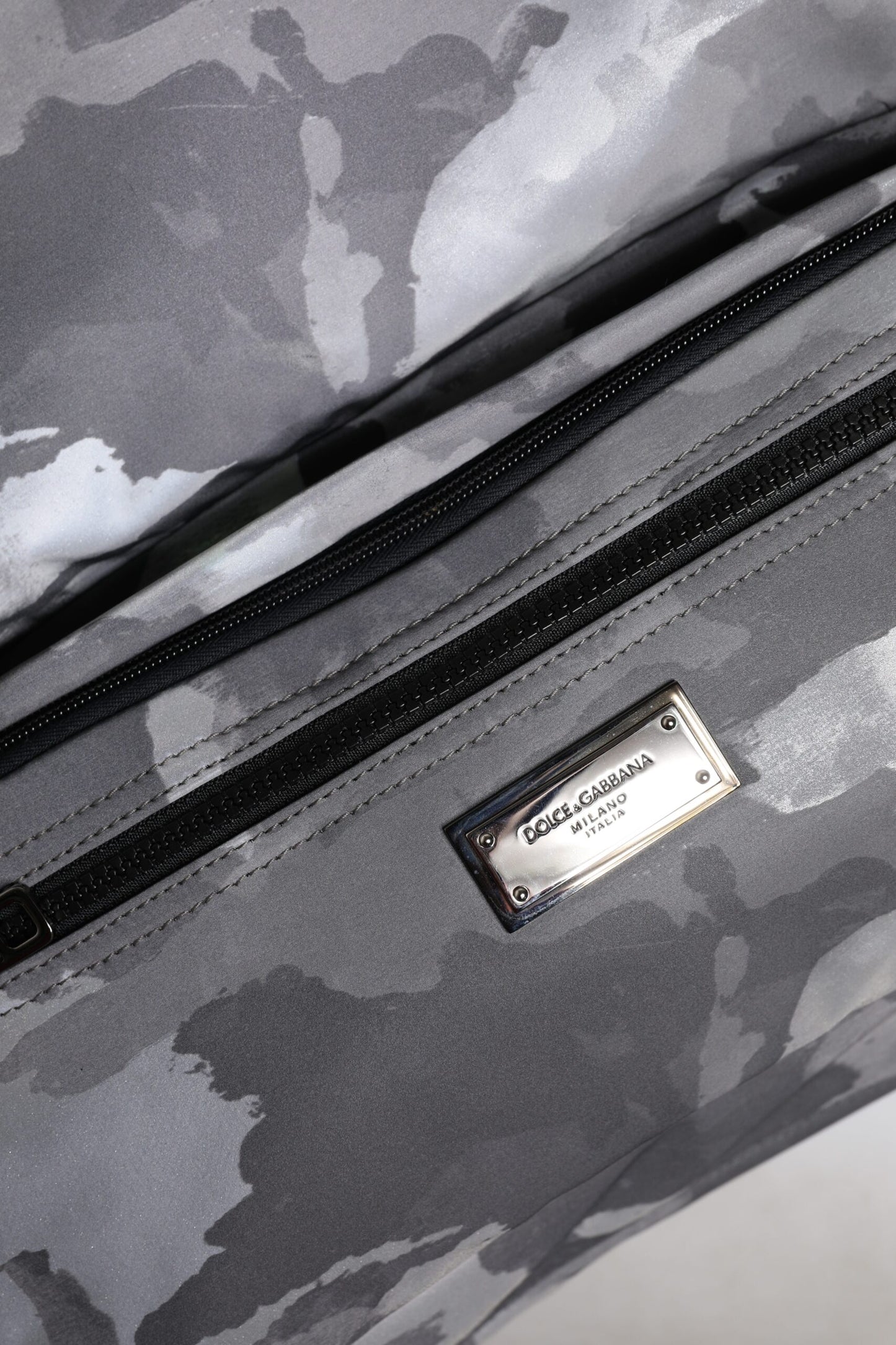 Dolce & Gabbana Gray Camo Cotton Multiple Compartments Tote Bag