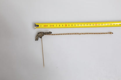 Dolce & Gabbana Black Gold Brass Copper Revolver Brooch Lapel Pin