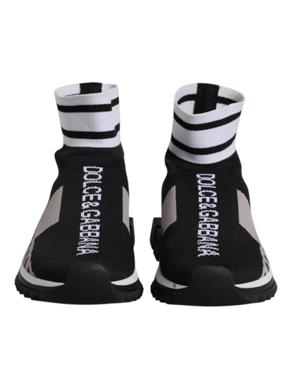 Dolce & Gabbana Black Gray Sorrento Socks Women Sneakers Shoes