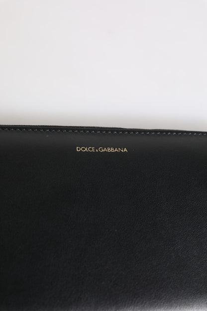 Dolce & Gabbana Black Blue Exotic Leather Embossed Continental Wallet