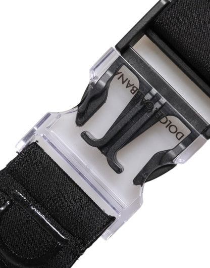 Dolce & Gabbana Black Stretch Polyester Rubberised DG Logo Keychain