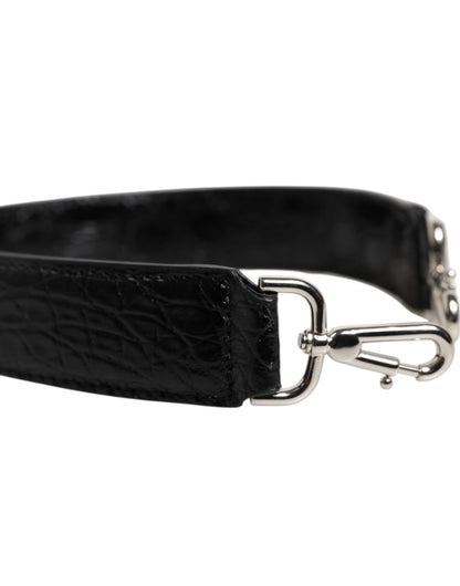 Dolce & Gabbana Black Alligator Leather Bag Shoulder Strap