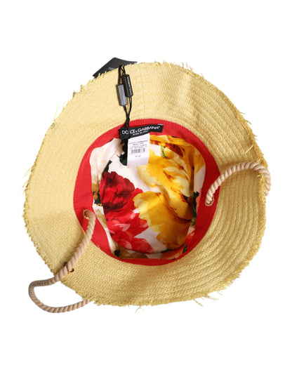 Dolce & Gabbana Yellow Cotton Wide Brim Bucket