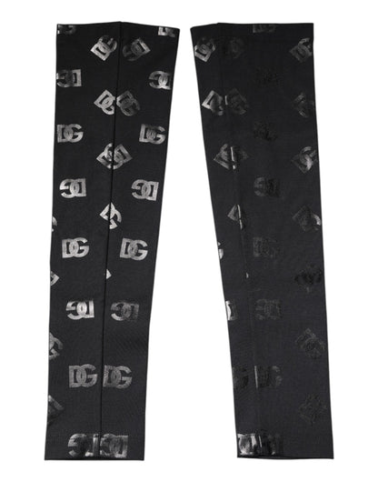 Dolce & Gabbana Black DG Logo Monogram Wool Stretch Arm Sleeves