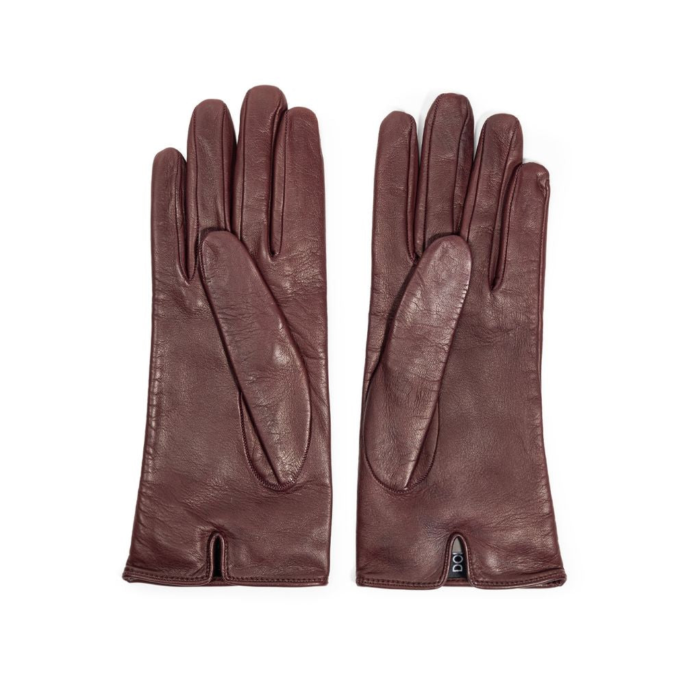 Dolce & Gabbana Burgundy Leather Gloves