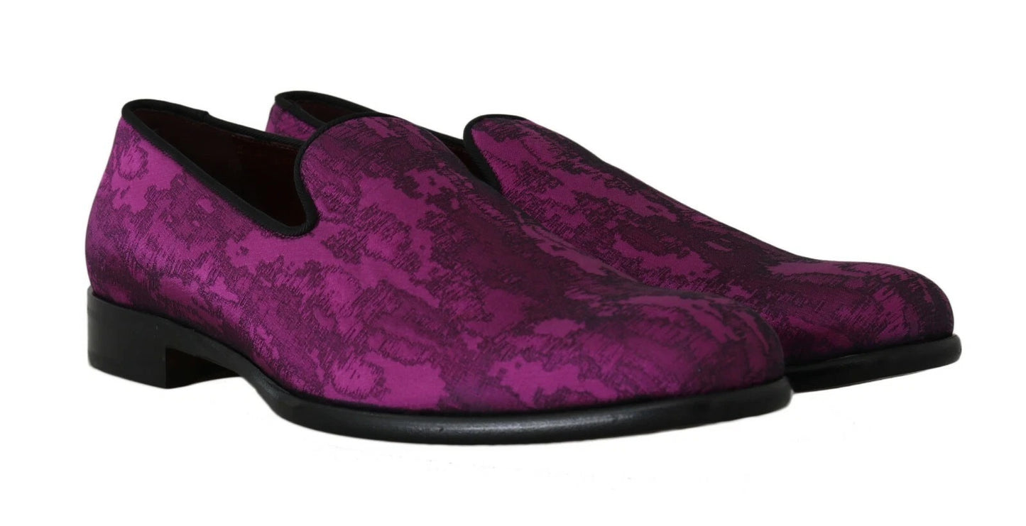 Dolce & Gabbana Purple Jacquard Loafers Dress Formal Shoes