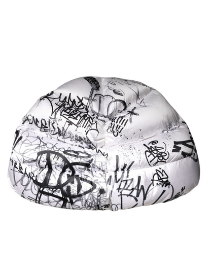 Dolce & Gabbana White Polyester Printed Hood Quilted Hat