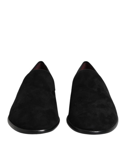 Dolce & Gabbana Black Suede Slip On Loafers Formal Shoes