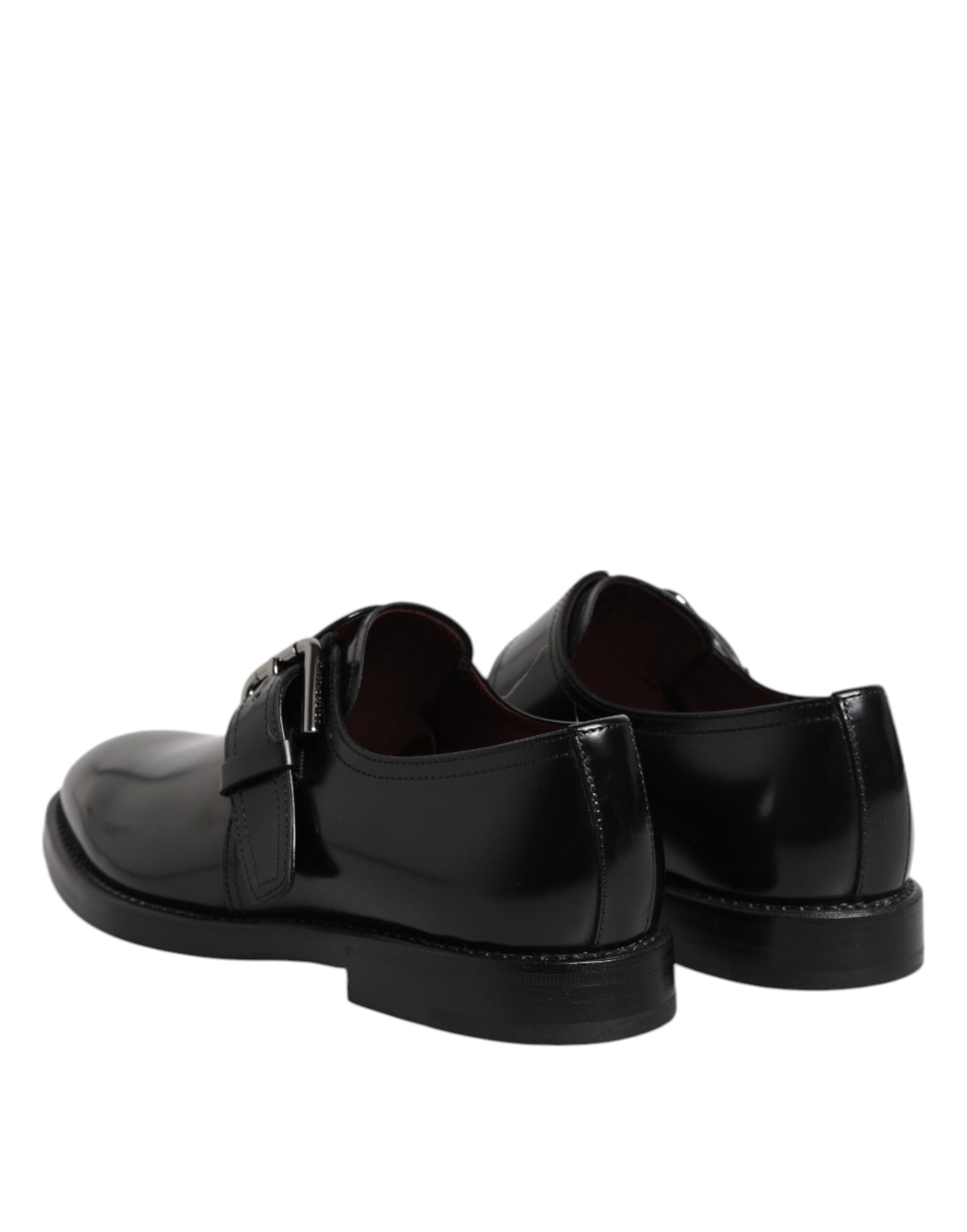Dolce & Gabbana Black Leather Monk Strap Derby Formal Shoes