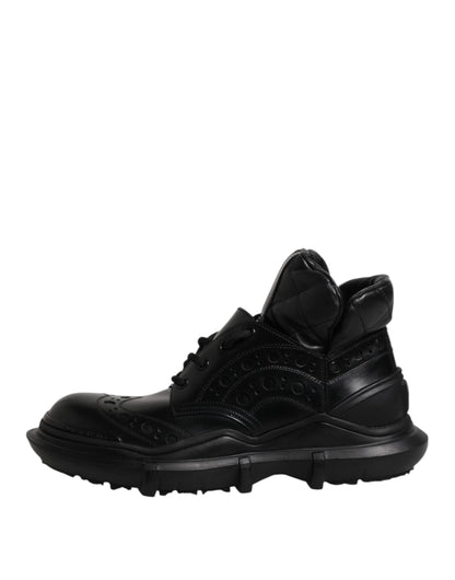 Dolce & Gabbana Black Leather Casual Mens Ankle Boots Shoes