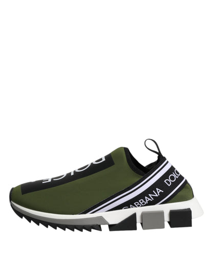 Dolce & Gabbana Green Black Slip On Sorrento Sneakers Shoes