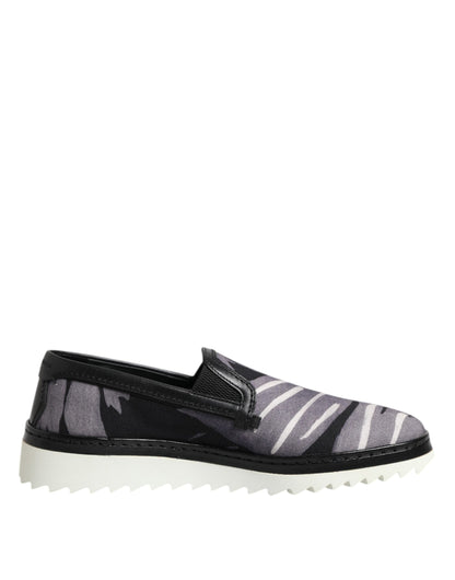 Dolce & Gabbana Black Tropical Slip On Men Sneakers Shoes