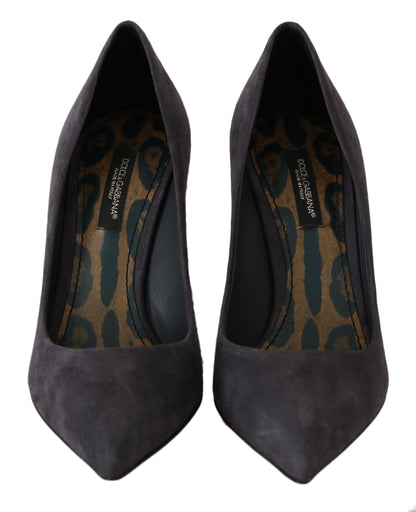 Dolce & Gabbana Gray Suede Leather Stiletto  Shoes Heels
