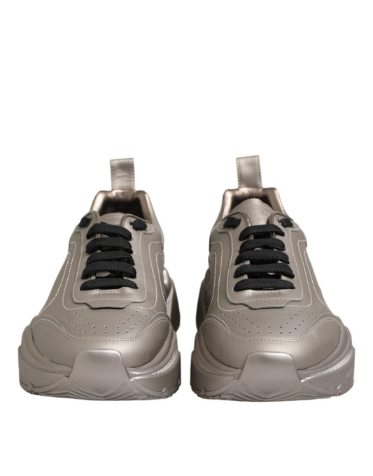 Dolce & Gabbana Silver DAYMASTER Leather Men Sneakers Shoes